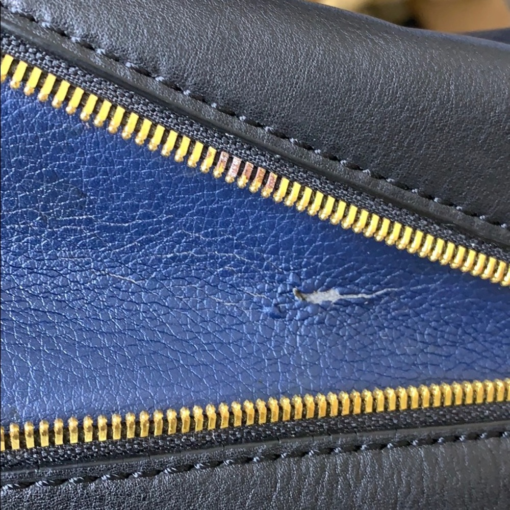 JCrew Black & Blue Leather Bag - Picture 6 of 8